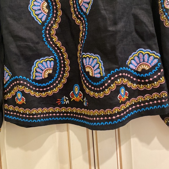 Boden Black Embroidered Boho Linen Tunic - Picture 14 of 15